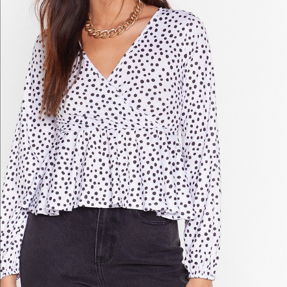 Dotted Cropped Wrap Top